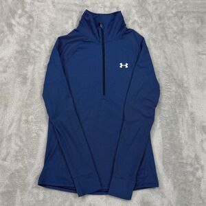 Under Armour 1/4 Zip Womens Medium Blue Semi Fitted All Season Gear Base Layer